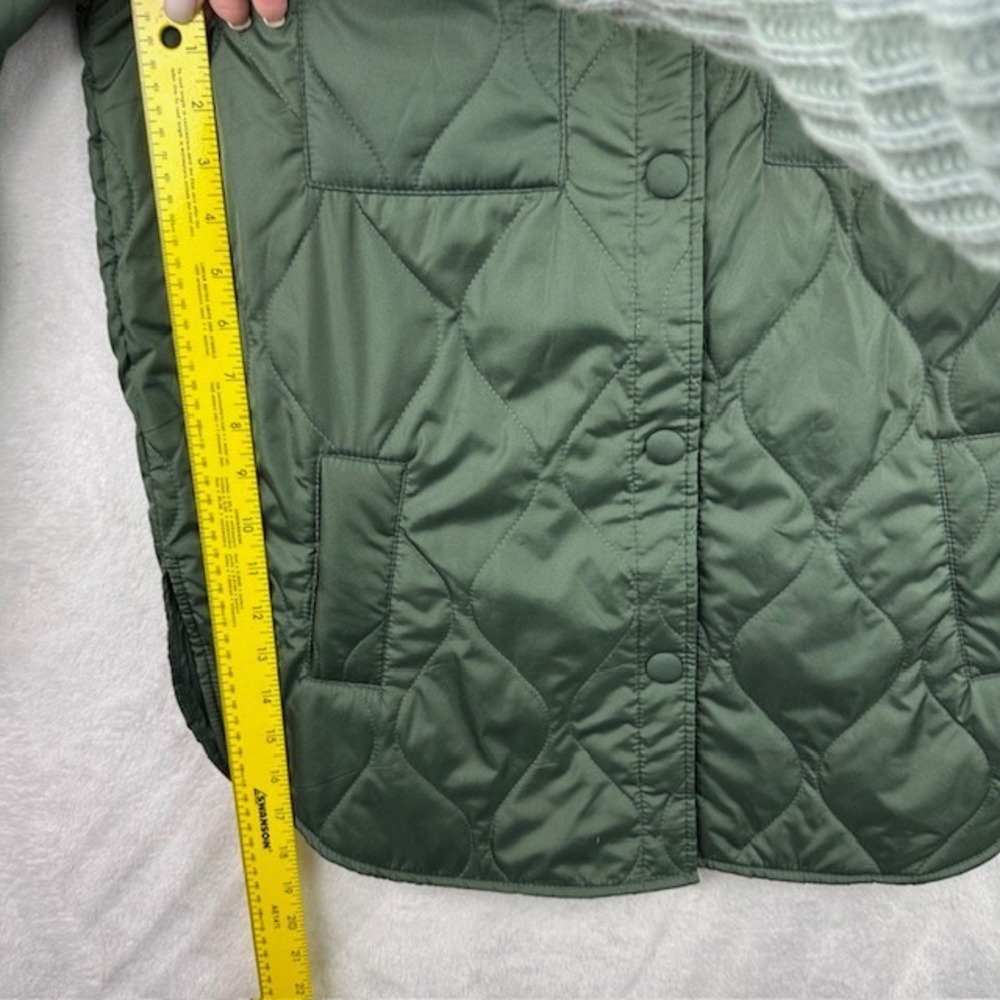 1 Sunset‎ Lane Quilted Puffer Jacket Womens S Dark Green Zip Snap Pockets Winter - Picture 10 of 13